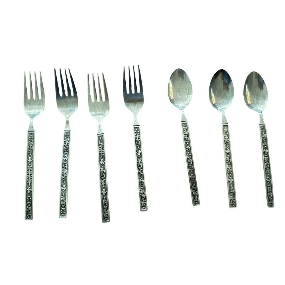 Vintage Nasco Kashmir Greta Flatware 7 Piece Spoons Forks